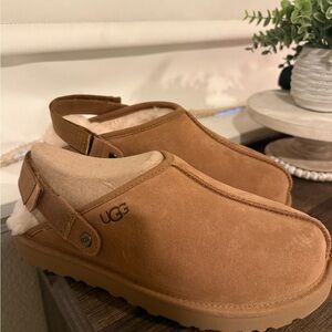 UGG Chestnut Suede Slip-On Clogs